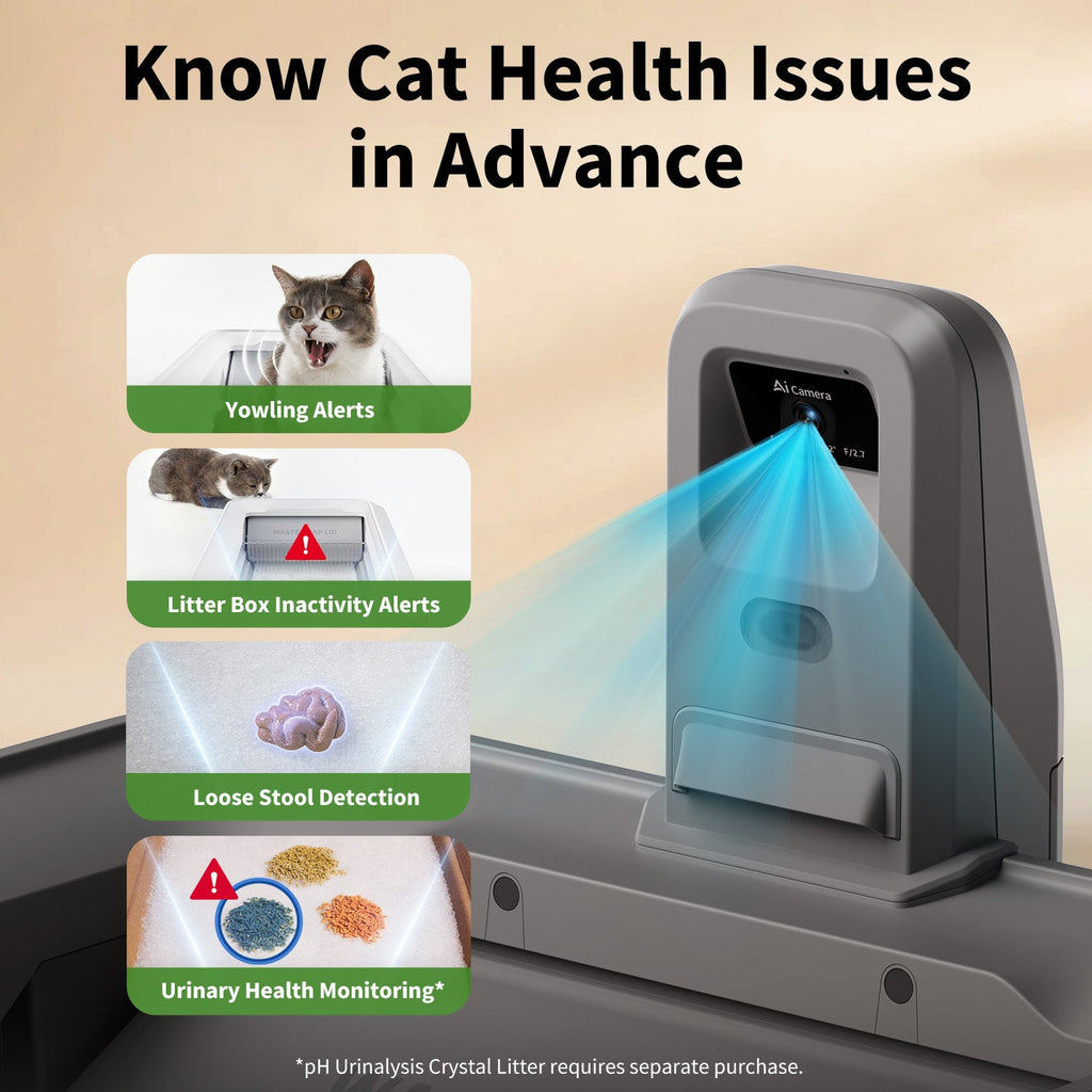 Purobot Crystal Duo Automatic Cat Litter Box with Camera (Gray)