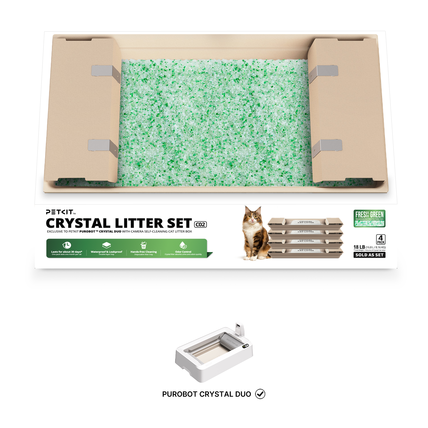 Crystal Litter Set (Fresh Green) - 4 Pack