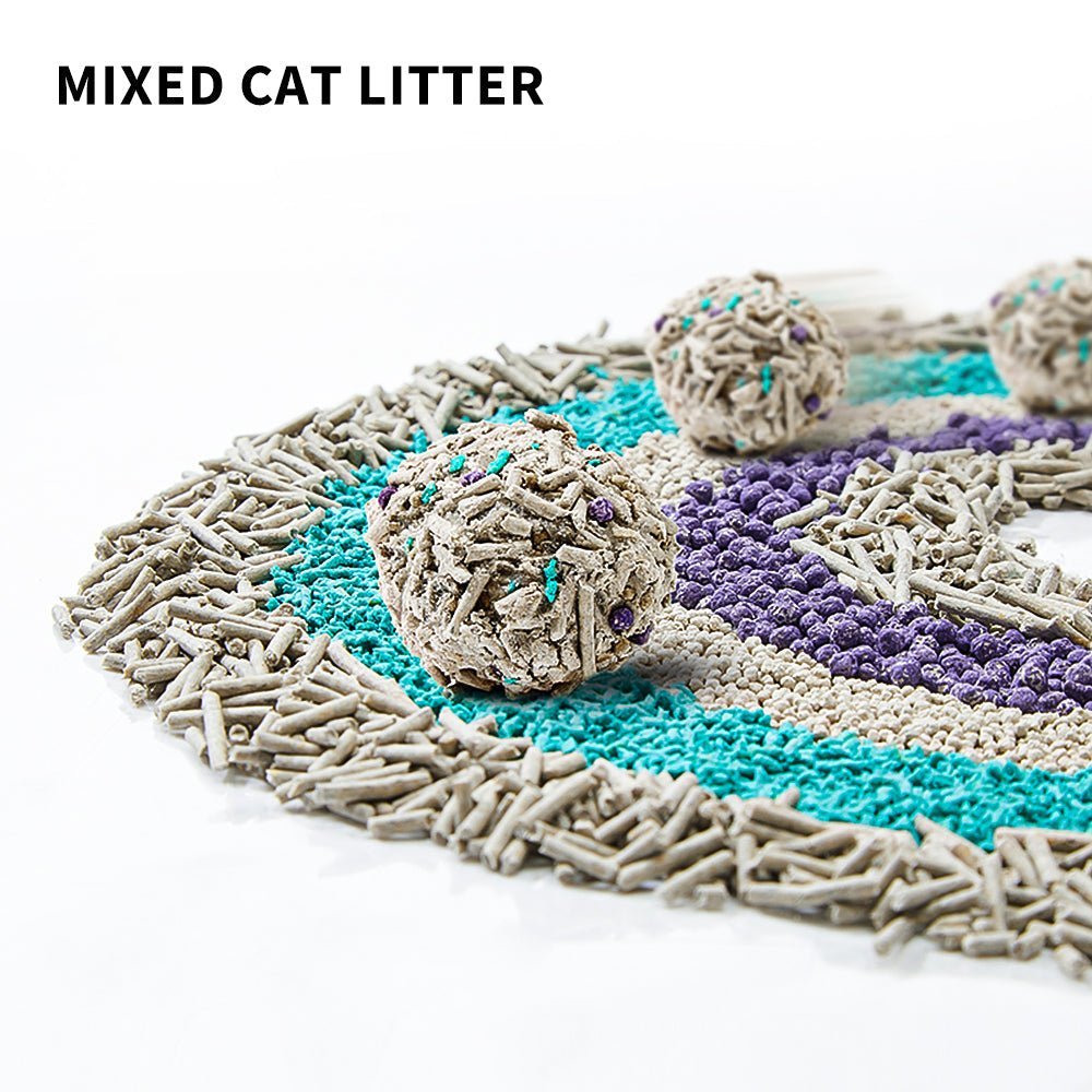 Flushable Clumping Cat Litter showing mixed granules with balanced composition for efficient absorption and clumping