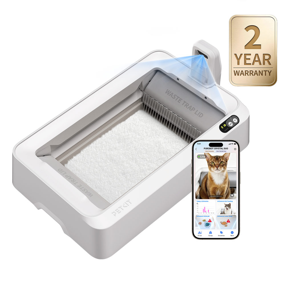 Purobot Crystal Duo Automatic Cat Litter Box with Camera